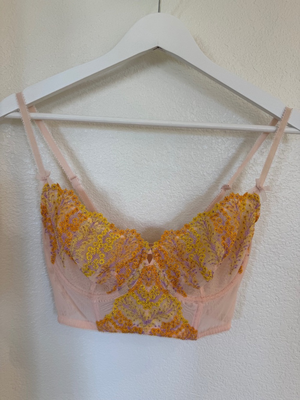 NWT Victoria's Secret Blush Floral Longline Demi Bra Bralette Size 34DD